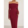 imagePRETTYGARDEN Fall Dresses for Women 2025 Elegant Off The Shoulder Long Sleeve Formal Wedding Guest Bodycon Maxi DressWine Red