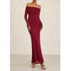 imagePRETTYGARDEN Fall Dresses for Women 2025 Elegant Off The Shoulder Long Sleeve Formal Wedding Guest Bodycon Maxi DressWine Red