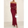 imagePRETTYGARDEN Fall Dresses for Women 2025 Elegant Off The Shoulder Long Sleeve Formal Wedding Guest Bodycon Maxi DressWine Red