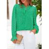 imagePRETTYGARDEN Lace Long Sleeve Shirts Fall Outfits for Women 2025 Casual Button Down Going Out Tops Hollow Out Eyelet BlousesBright Green