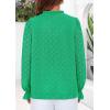 imagePRETTYGARDEN Lace Long Sleeve Shirts Fall Outfits for Women 2025 Casual Button Down Going Out Tops Hollow Out Eyelet BlousesBright Green