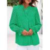 imagePRETTYGARDEN Lace Long Sleeve Shirts Fall Outfits for Women 2025 Casual Button Down Going Out Tops Hollow Out Eyelet BlousesBright Green
