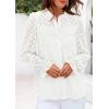 imagePRETTYGARDEN Lace Long Sleeve Shirts Fall Outfits for Women 2025 Casual Button Down Going Out Tops Hollow Out Eyelet BlousesCream White