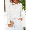 imagePRETTYGARDEN Lace Long Sleeve Shirts Fall Outfits for Women 2025 Casual Button Down Going Out Tops Hollow Out Eyelet BlousesCream White