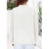 imagePRETTYGARDEN Lace Long Sleeve Shirts Fall Outfits for Women 2025 Casual Button Down Going Out Tops Hollow Out Eyelet BlousesCream White