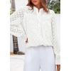 imagePRETTYGARDEN Lace Long Sleeve Shirts Fall Outfits for Women 2025 Casual Button Down Going Out Tops Hollow Out Eyelet BlousesCream White