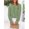 imagePRETTYGARDEN Lace Long Sleeve Shirts Fall Outfits for Women 2025 Casual Button Down Going Out Tops Hollow Out Eyelet BlousesGrass Green