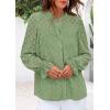 imagePRETTYGARDEN Lace Long Sleeve Shirts Fall Outfits for Women 2025 Casual Button Down Going Out Tops Hollow Out Eyelet BlousesGrass Green