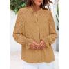imagePRETTYGARDEN Lace Long Sleeve Shirts Fall Outfits for Women 2025 Casual Button Down Going Out Tops Hollow Out Eyelet BlousesKhaki