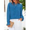 imagePRETTYGARDEN Lace Long Sleeve Shirts Fall Outfits for Women 2025 Casual Button Down Going Out Tops Hollow Out Eyelet BlousesLake Blue