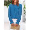 imagePRETTYGARDEN Lace Long Sleeve Shirts Fall Outfits for Women 2025 Casual Button Down Going Out Tops Hollow Out Eyelet BlousesLake Blue