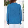 imagePRETTYGARDEN Lace Long Sleeve Shirts Fall Outfits for Women 2025 Casual Button Down Going Out Tops Hollow Out Eyelet BlousesLake Blue