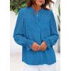 imagePRETTYGARDEN Lace Long Sleeve Shirts Fall Outfits for Women 2025 Casual Button Down Going Out Tops Hollow Out Eyelet BlousesLake Blue