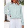 imagePRETTYGARDEN Lace Long Sleeve Shirts Fall Outfits for Women 2025 Casual Button Down Going Out Tops Hollow Out Eyelet BlousesLight Blue