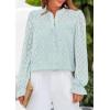 imagePRETTYGARDEN Lace Long Sleeve Shirts Fall Outfits for Women 2025 Casual Button Down Going Out Tops Hollow Out Eyelet BlousesLight Blue