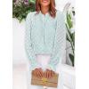 imagePRETTYGARDEN Lace Long Sleeve Shirts Fall Outfits for Women 2025 Casual Button Down Going Out Tops Hollow Out Eyelet BlousesLight Blue