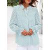 imagePRETTYGARDEN Lace Long Sleeve Shirts Fall Outfits for Women 2025 Casual Button Down Going Out Tops Hollow Out Eyelet BlousesLight Blue