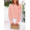 imagePRETTYGARDEN Lace Long Sleeve Shirts Fall Outfits for Women 2025 Casual Button Down Going Out Tops Hollow Out Eyelet BlousesPink