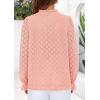 imagePRETTYGARDEN Lace Long Sleeve Shirts Fall Outfits for Women 2025 Casual Button Down Going Out Tops Hollow Out Eyelet BlousesPink
