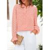 imagePRETTYGARDEN Lace Long Sleeve Shirts Fall Outfits for Women 2025 Casual Button Down Going Out Tops Hollow Out Eyelet BlousesPink