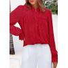 imagePRETTYGARDEN Lace Long Sleeve Shirts Fall Outfits for Women 2025 Casual Button Down Going Out Tops Hollow Out Eyelet BlousesRed