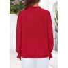 imagePRETTYGARDEN Lace Long Sleeve Shirts Fall Outfits for Women 2025 Casual Button Down Going Out Tops Hollow Out Eyelet BlousesRed