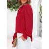 imagePRETTYGARDEN Lace Long Sleeve Shirts Fall Outfits for Women 2025 Casual Button Down Going Out Tops Hollow Out Eyelet BlousesRed