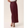 imagePRETTYGARDEN Long Skirts for Women 2025 Fall Fashion Clothing Faux Leather High Waist Dressy Casual Slit Pencil Maxi SkirtBurgundy