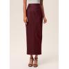 imagePRETTYGARDEN Long Skirts for Women 2025 Fall Fashion Clothing Faux Leather High Waist Dressy Casual Slit Pencil Maxi SkirtBurgundy