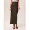 imagePRETTYGARDEN Long Skirts for Women 2025 Fall Fashion Clothing Faux Leather High Waist Dressy Casual Slit Pencil Maxi SkirtCoffee