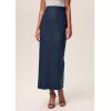 imagePRETTYGARDEN Long Skirts for Women 2025 Fall Fashion Clothing Faux Leather High Waist Dressy Casual Slit Pencil Maxi SkirtNavy Blue