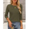 imagePRETTYGARDEN Long Sleeve Tops for Women 2025 Spring Fall Trendy Business Dressy Casual Shirts Crewneck Textured BlouseArmy Green