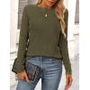 imagePRETTYGARDEN Long Sleeve Tops for Women 2025 Spring Fall Trendy Business Dressy Casual Shirts Crewneck Textured BlouseArmy Green