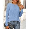 imagePRETTYGARDEN Long Sleeve Tops for Women 2025 Spring Fall Trendy Business Dressy Casual Shirts Crewneck Textured BlouseBlue Grey