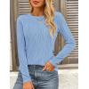 imagePRETTYGARDEN Long Sleeve Tops for Women 2025 Spring Fall Trendy Business Dressy Casual Shirts Crewneck Textured BlouseBlue Grey