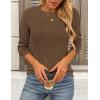 imagePRETTYGARDEN Long Sleeve Tops for Women 2025 Spring Fall Trendy Business Dressy Casual Shirts Crewneck Textured BlouseCoffee
