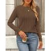 imagePRETTYGARDEN Long Sleeve Tops for Women 2025 Spring Fall Trendy Business Dressy Casual Shirts Crewneck Textured BlouseCoffee