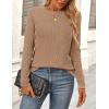 imagePRETTYGARDEN Long Sleeve Tops for Women 2025 Spring Fall Trendy Business Dressy Casual Shirts Crewneck Textured BlouseKhaki
