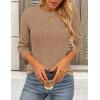 imagePRETTYGARDEN Long Sleeve Tops for Women 2025 Spring Fall Trendy Business Dressy Casual Shirts Crewneck Textured BlouseKhaki