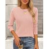 imagePRETTYGARDEN Long Sleeve Tops for Women 2025 Spring Fall Trendy Business Dressy Casual Shirts Crewneck Textured BlousePink