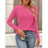 imagePRETTYGARDEN Long Sleeve Tops for Women 2025 Spring Fall Trendy Business Dressy Casual Shirts Crewneck Textured BlouseRose Red