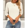 imagePRETTYGARDEN Long Sleeve Tops for Women 2025 Spring Fall Trendy Business Dressy Casual Shirts Crewneck Textured BlouseWhite