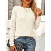 imagePRETTYGARDEN Long Sleeve Tops for Women 2025 Spring Fall Trendy Business Dressy Casual Shirts Crewneck Textured BlouseWhite