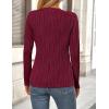 imagePRETTYGARDEN Long Sleeve Tops for Women 2025 Spring Fall Trendy Business Dressy Casual Shirts Crewneck Textured BlouseWine Red