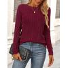 imagePRETTYGARDEN Long Sleeve Tops for Women 2025 Spring Fall Trendy Business Dressy Casual Shirts Crewneck Textured BlouseWine Red