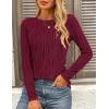 imagePRETTYGARDEN Long Sleeve Tops for Women 2025 Spring Fall Trendy Business Dressy Casual Shirts Crewneck Textured BlouseWine Red