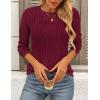 imagePRETTYGARDEN Long Sleeve Tops for Women 2025 Spring Fall Trendy Business Dressy Casual Shirts Crewneck Textured BlouseWine Red