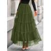imagePRETTYGARDEN Tulle Skirts for Women 2025 Fall Fashion Elastic High Waisted Fairy Tiered Flowy ALine Casual Maxi Long SkirtArmy Green