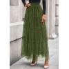 imagePRETTYGARDEN Tulle Skirts for Women 2025 Fall Fashion Elastic High Waisted Fairy Tiered Flowy ALine Casual Maxi Long SkirtArmy Green