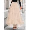 imagePRETTYGARDEN Tulle Skirts for Women 2025 Fall Fashion Elastic High Waisted Fairy Tiered Flowy ALine Casual Maxi Long SkirtBeige